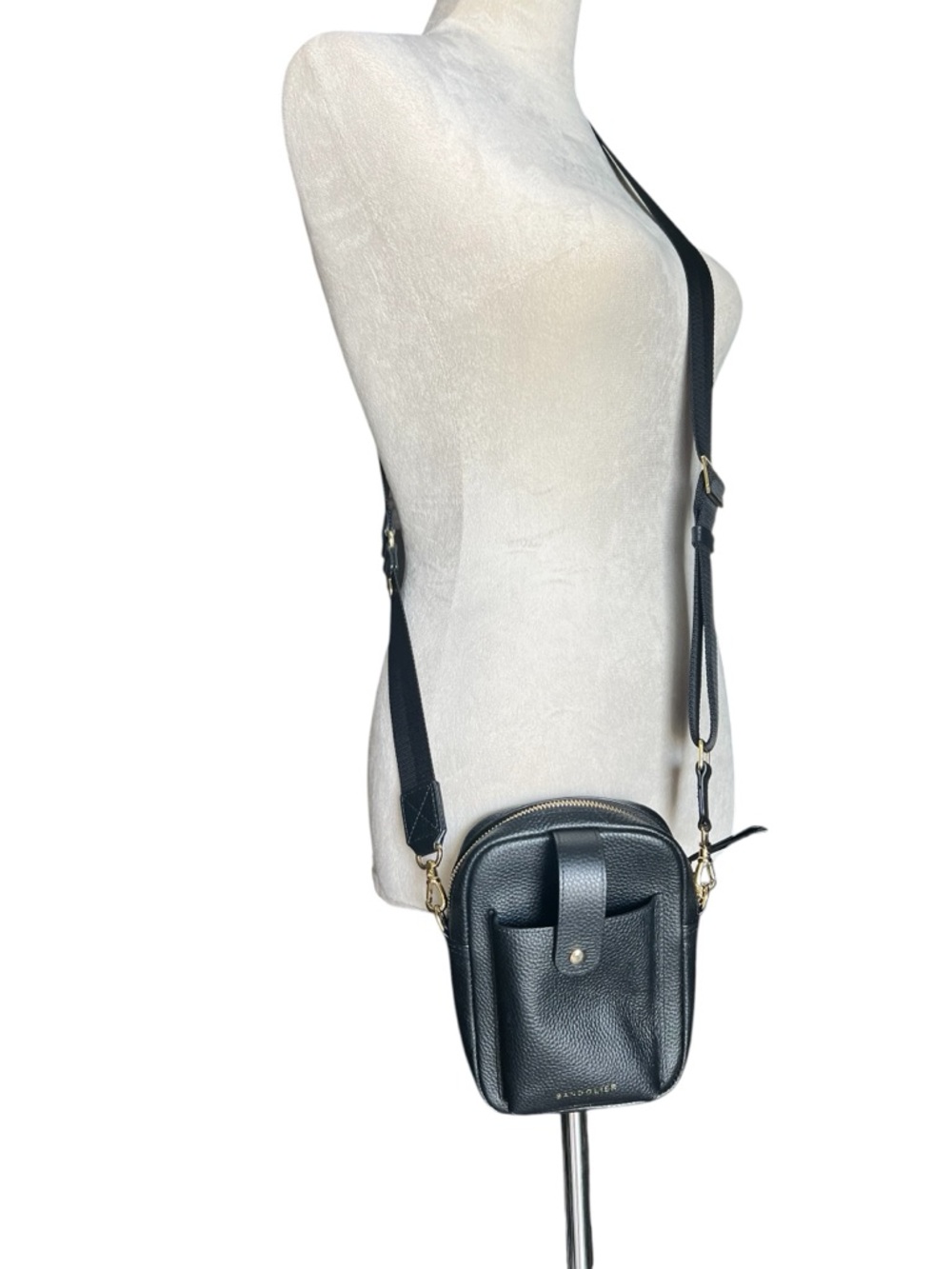Bandolier Dillon Crossbody Bag in Black and Gold - Picture 3 of 16
